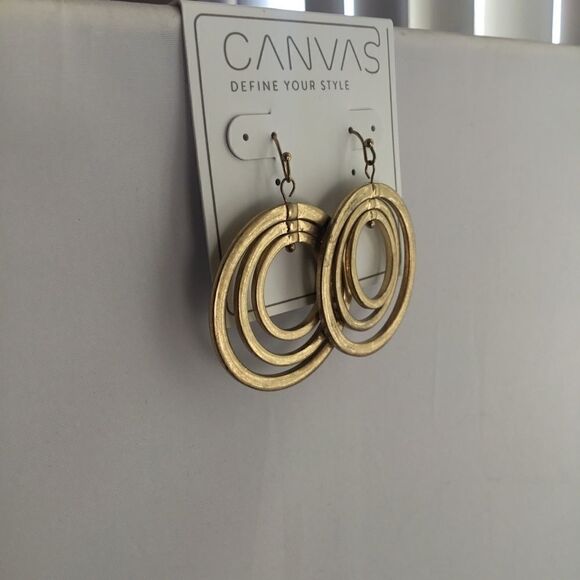 Canvas Multi-Circle Drop Earrings (G1) - Picture 3 of 5